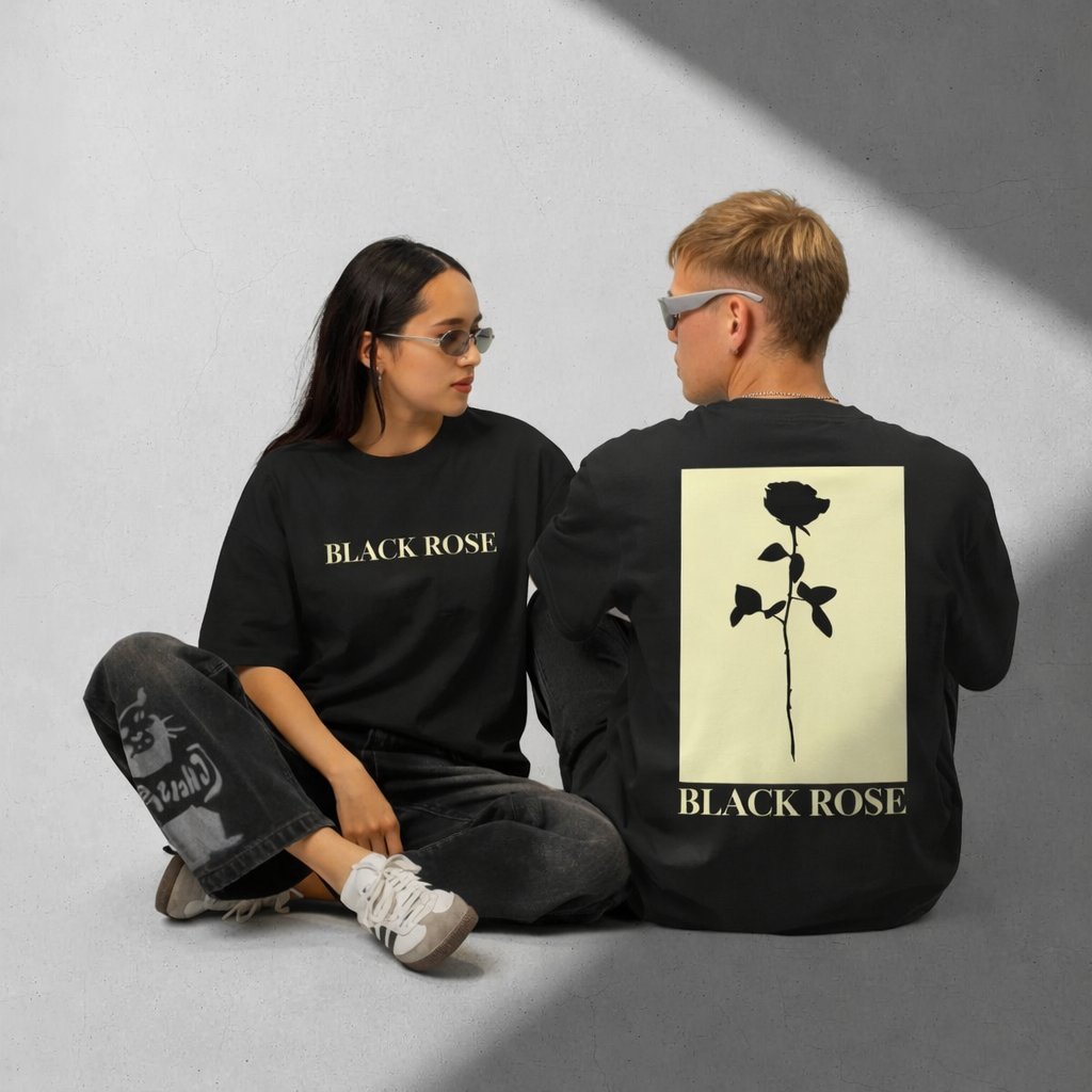 BLACK ROSE - STREETWEAR OVERSIZED TSHIRT