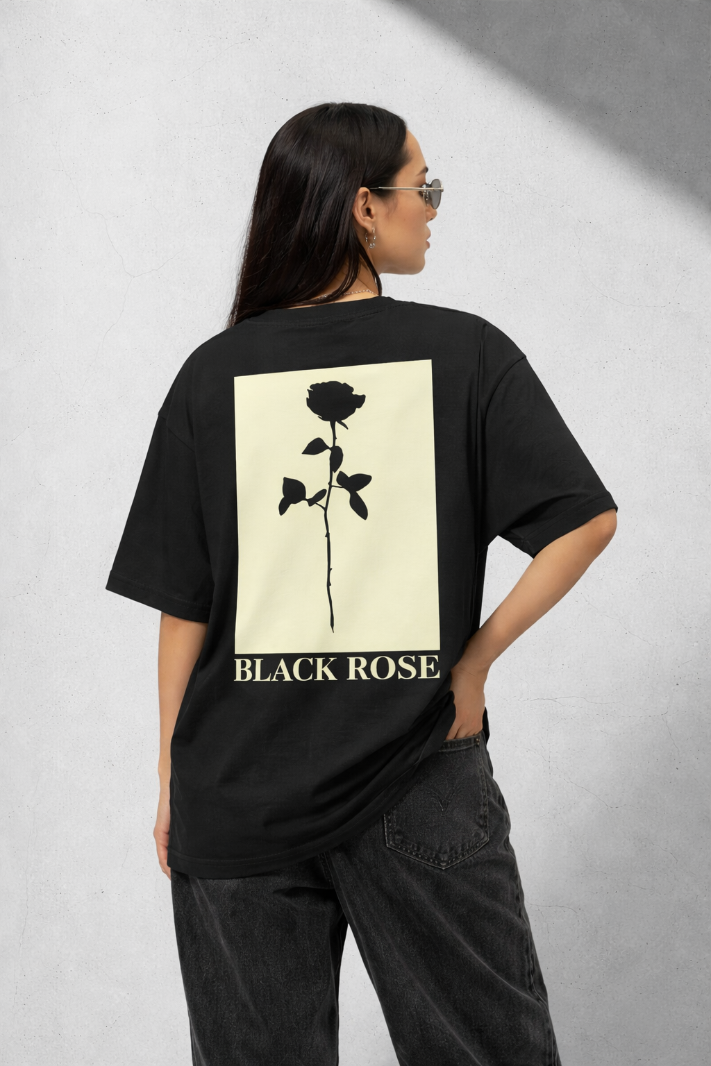 BLACK ROSE - STREETWEAR OVERSIZED TSHIRT