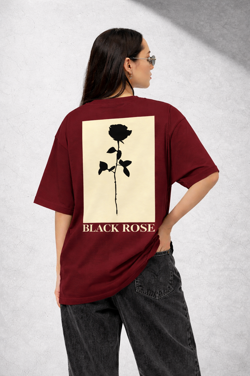 BLACK ROSE - STREETWEAR OVERSIZED TSHIRT
