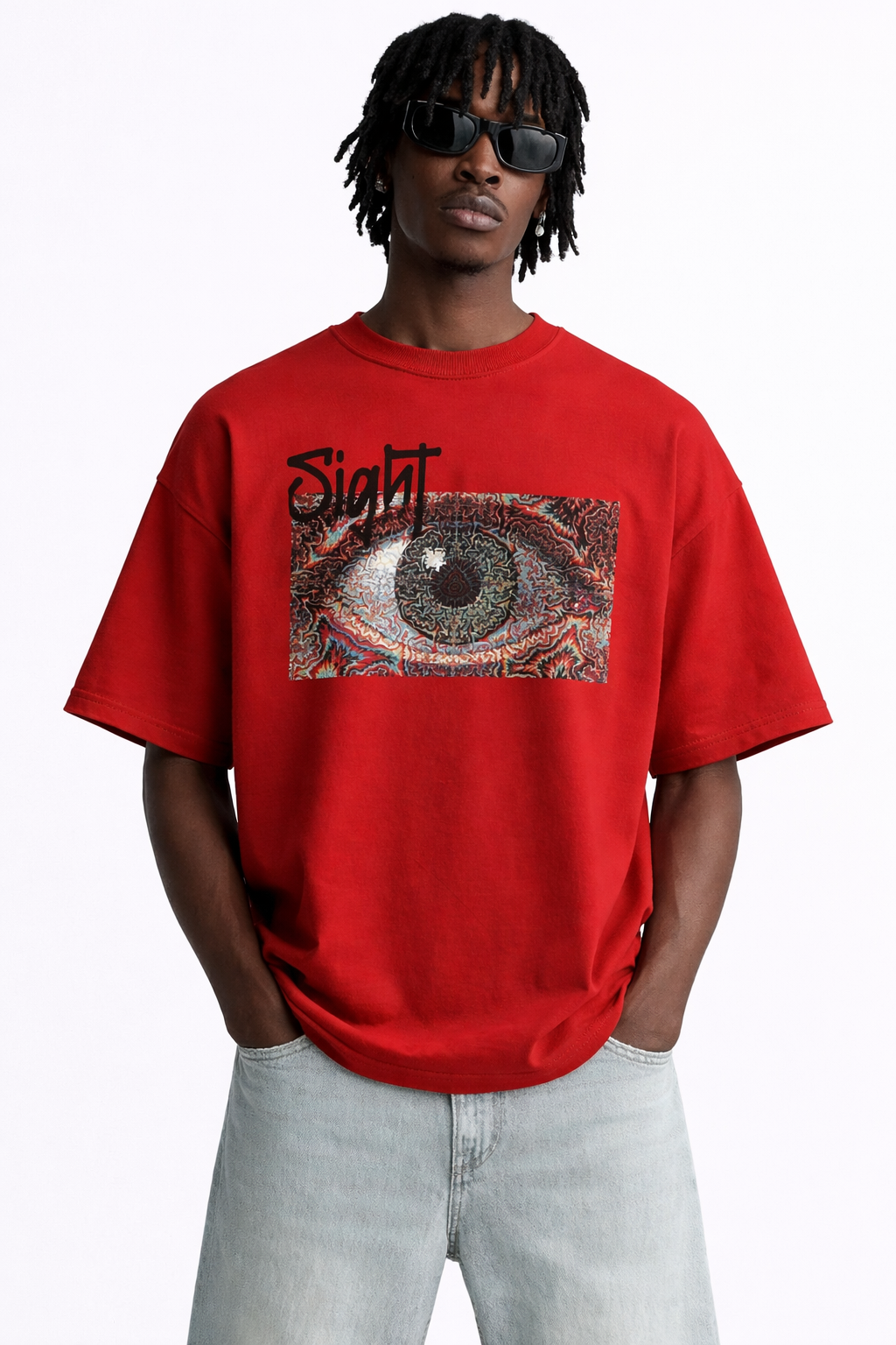 VISION SHIGHT RED OVERSIZED TEE