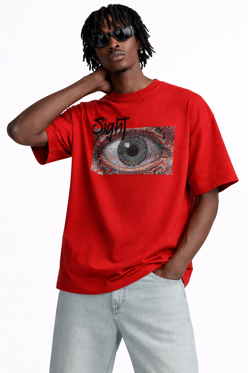 VISION SHIGHT RED OVERSIZED TEE