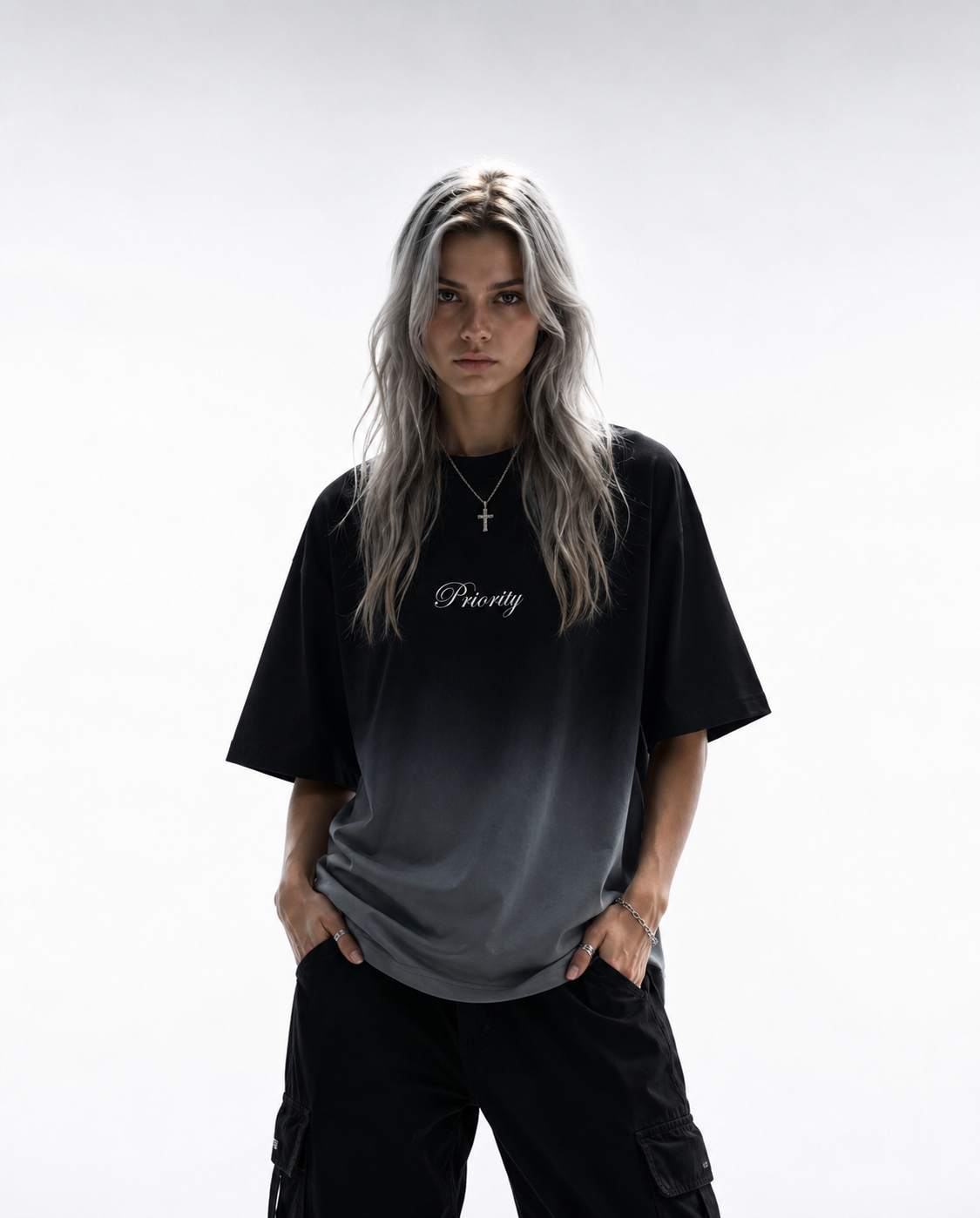 Priority - Ombré washed boxy fit T-shirt