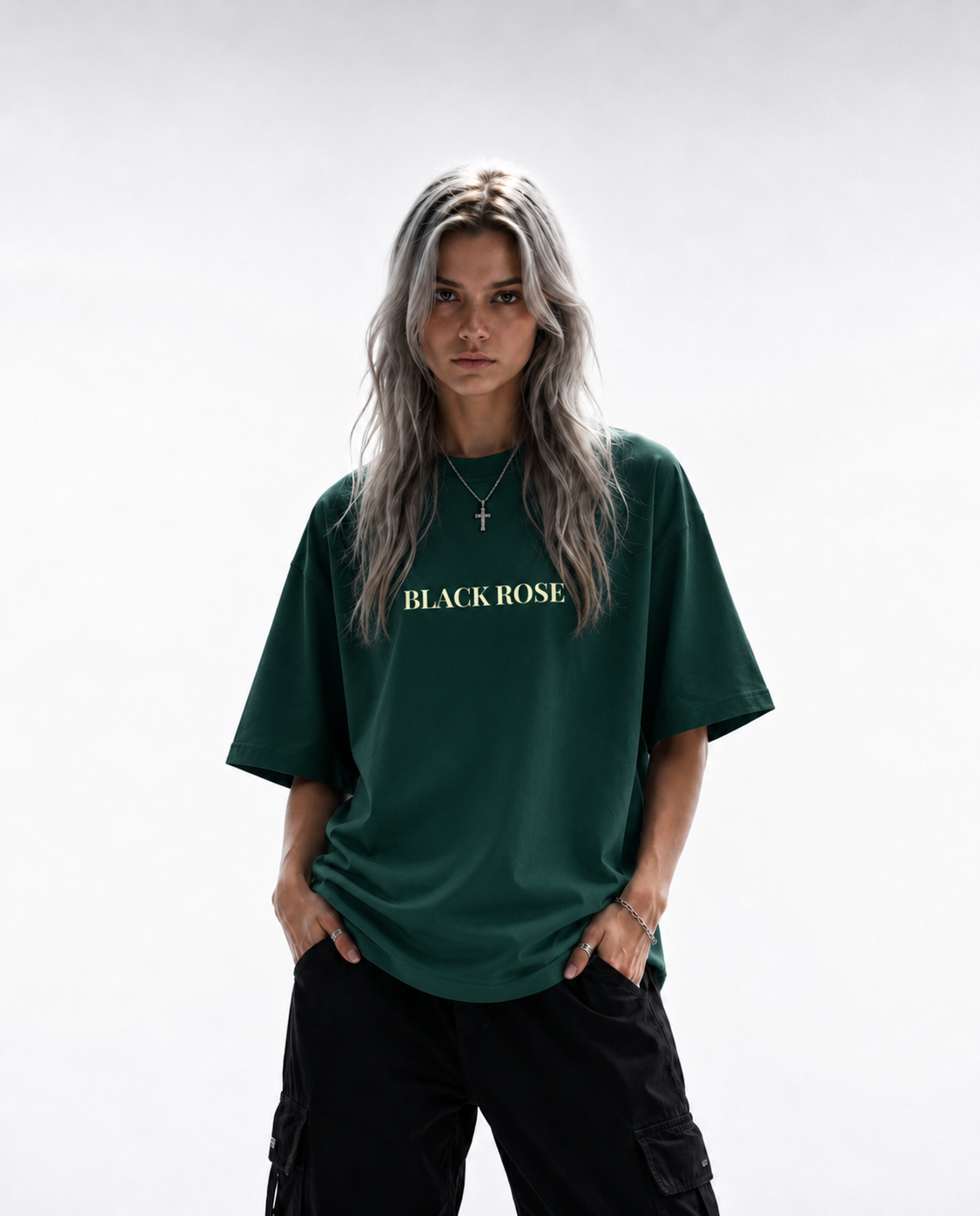 Black Rose - Green Oversized T-shirt