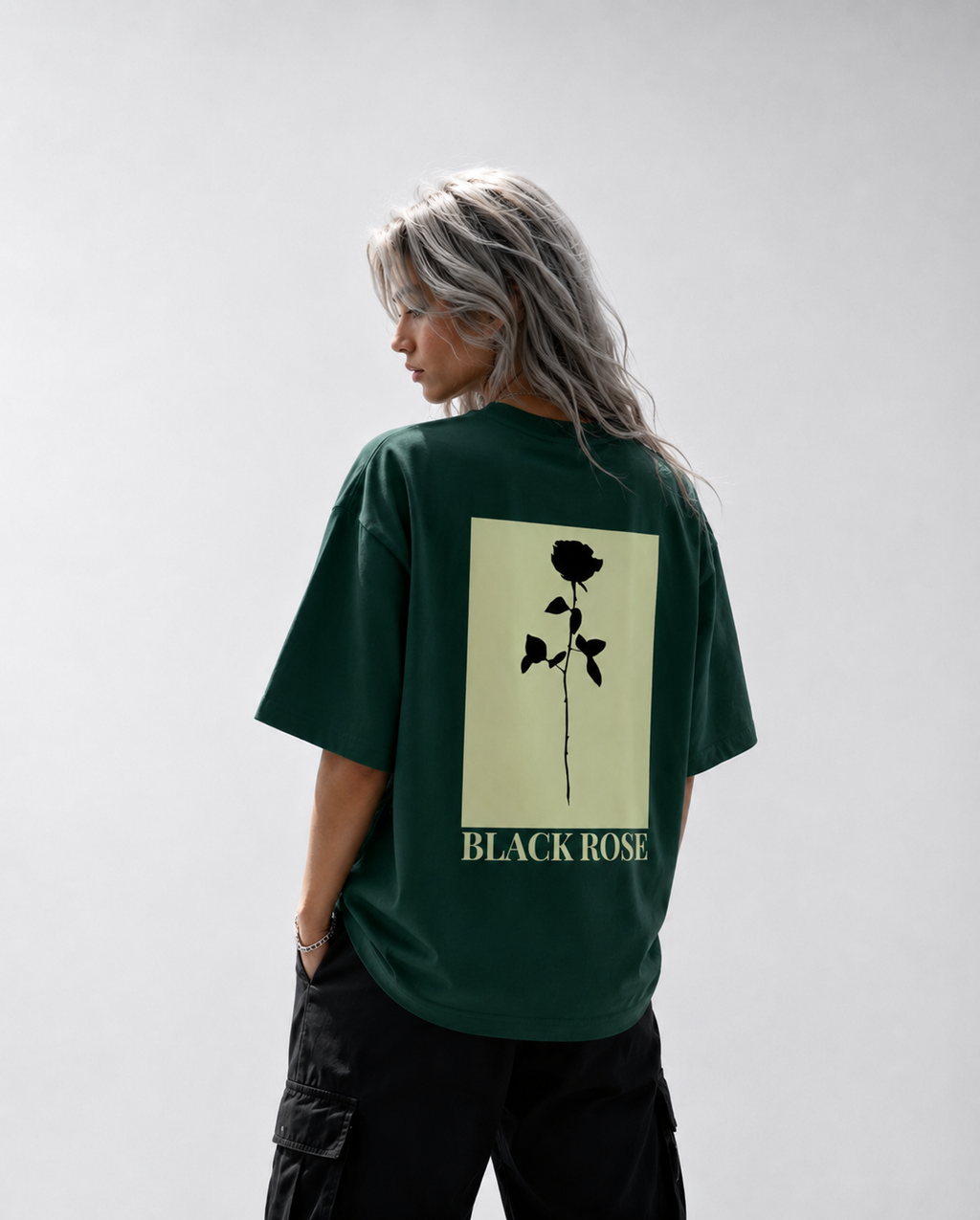 Black Rose - Green Oversized T-shirt